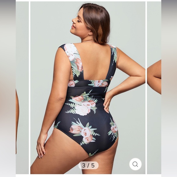 New in bag - Seafancy Floral Wide Straps Off Shoulder One-Piece Swimsuit - Picture 4 of 9